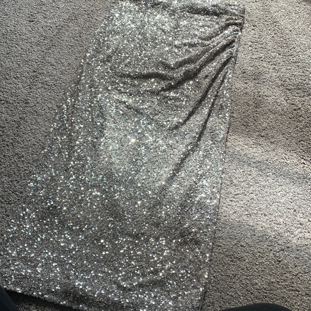Express Taupe Silver MIDI Pencil Skirt